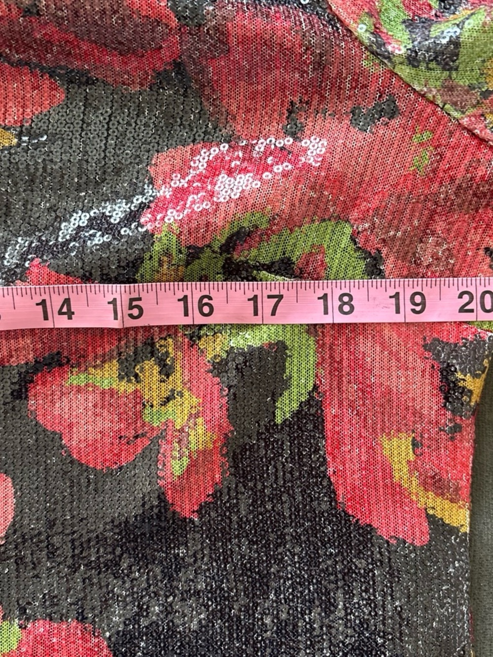 Nicole Miller Allover Tiny Clear Sequins Flowers Mock Neck Lined Top XL - Picture 5 of 8